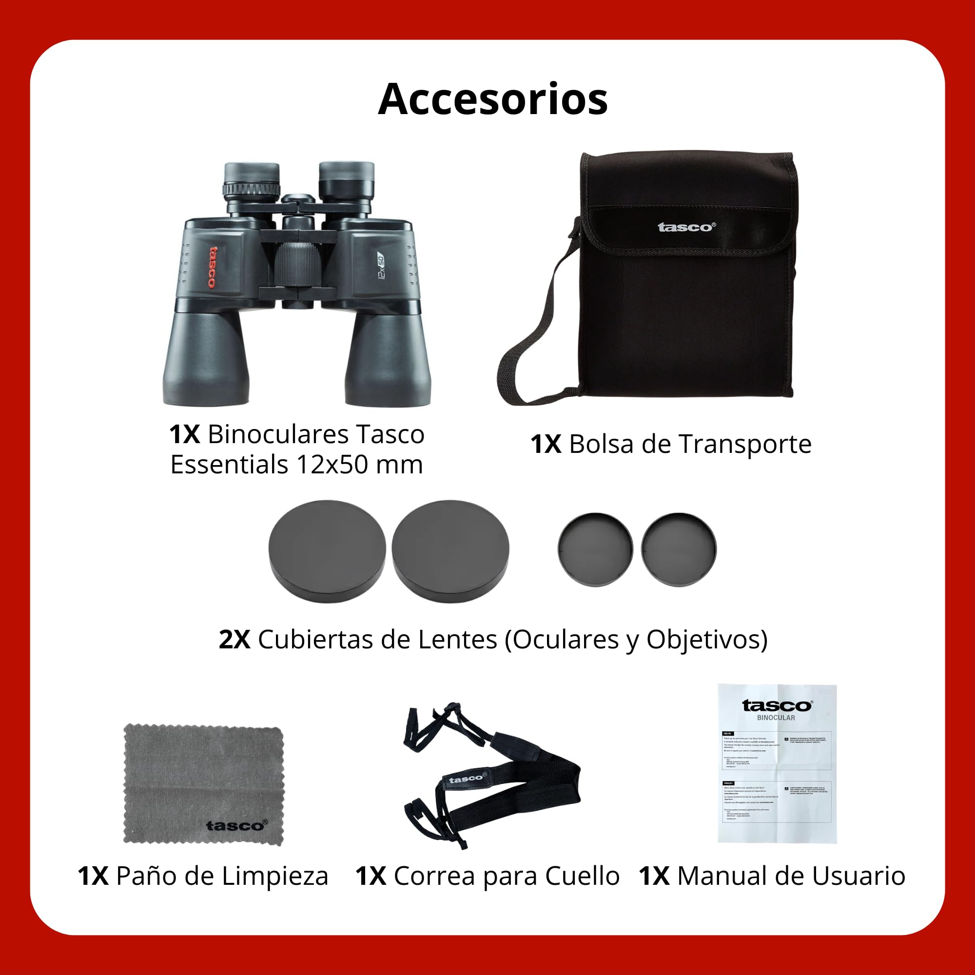 Tasco 170125 Essentials Porro Prism Porro MC Box Binoculars, 12 x